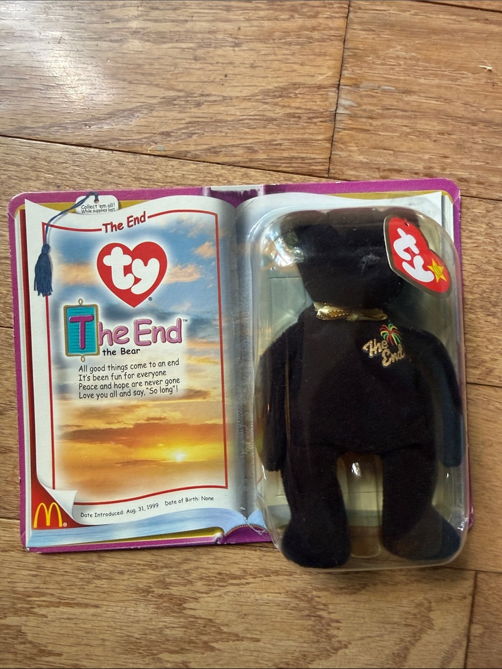NWT Ty The End Bear - Black Plush with Gold Embroidery